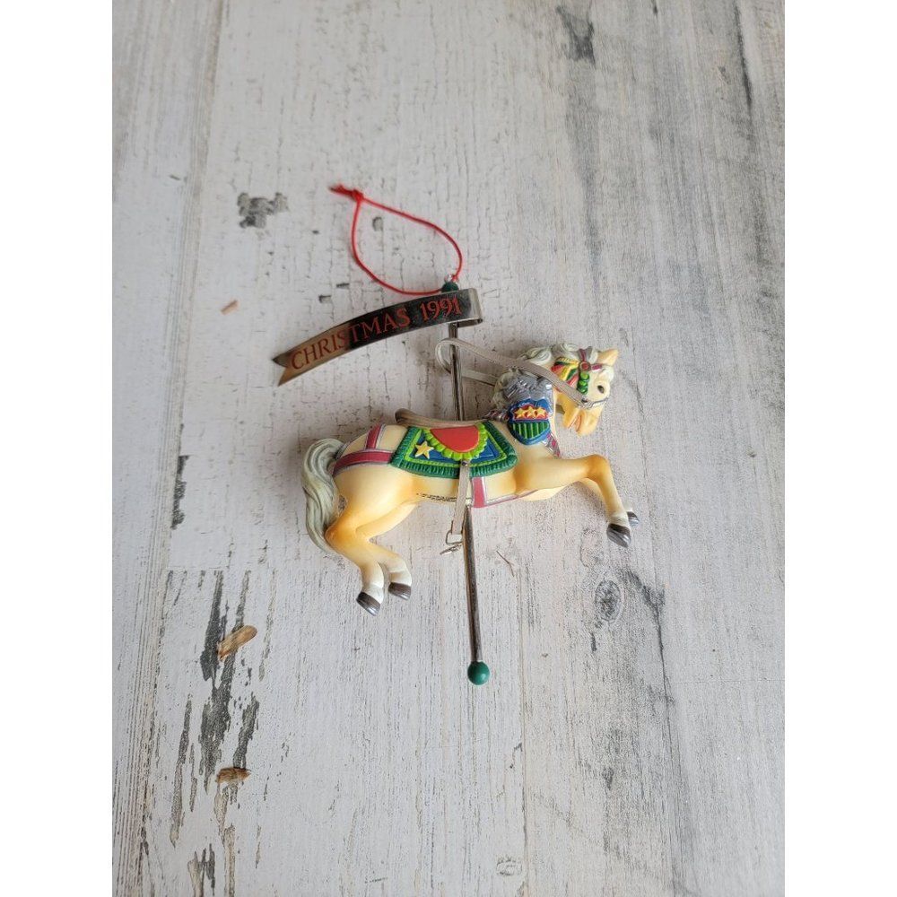 Enesco 1991 Santa Steed ornament‎ Xmas horse Carousel